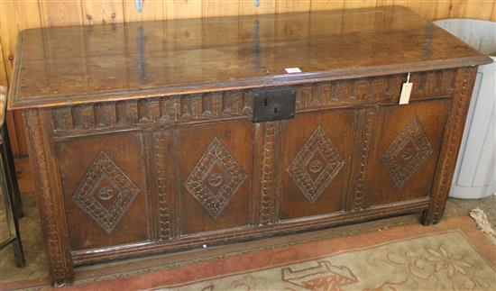 18th century carved oak  panelled coffer